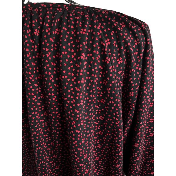 MICHAEL KORS Black Red Heart Print Blouse Size Large - Picture 3 of 5